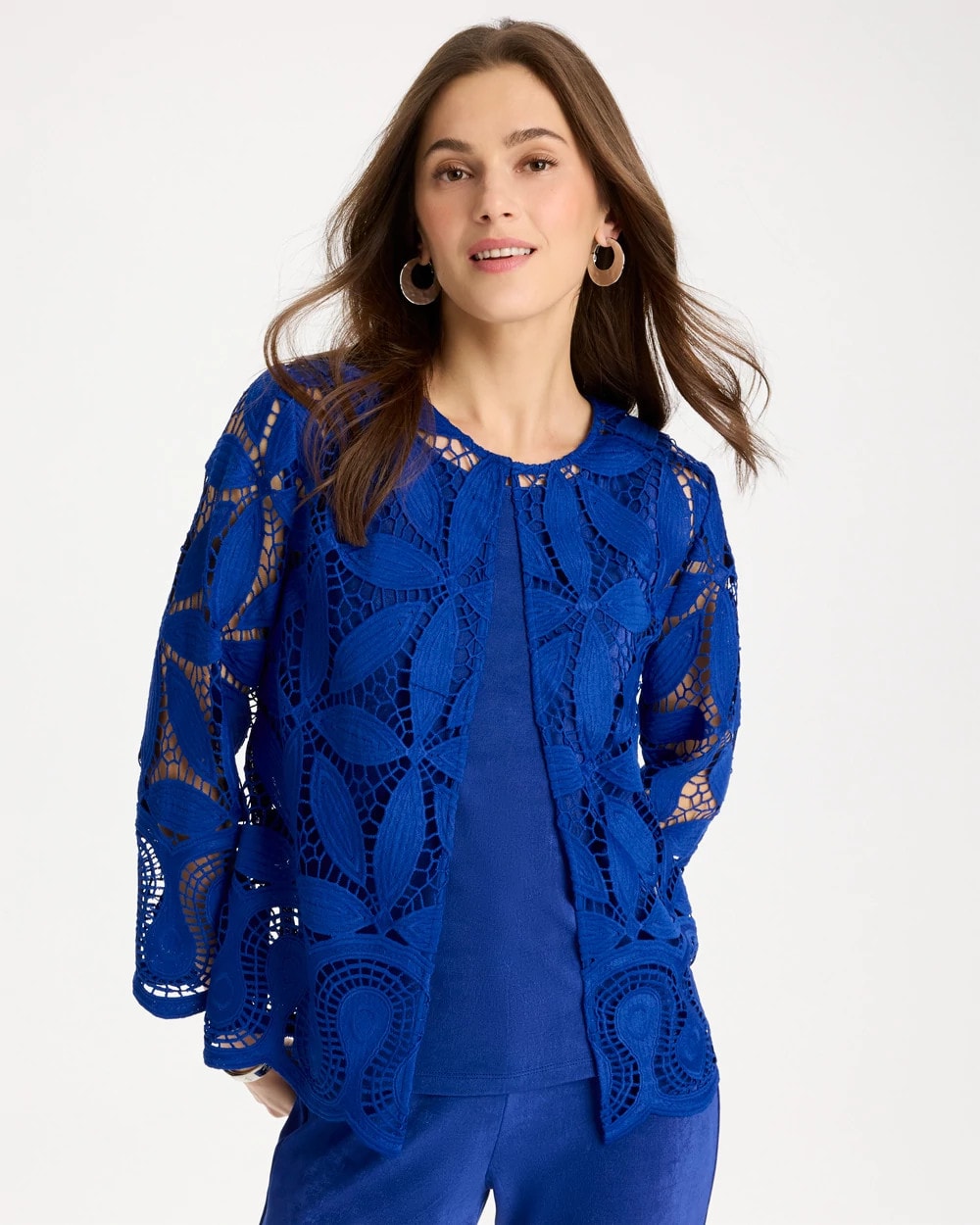 Travelers™ Collection Macramé Lace Jacket Rich Cobalt - Chico's