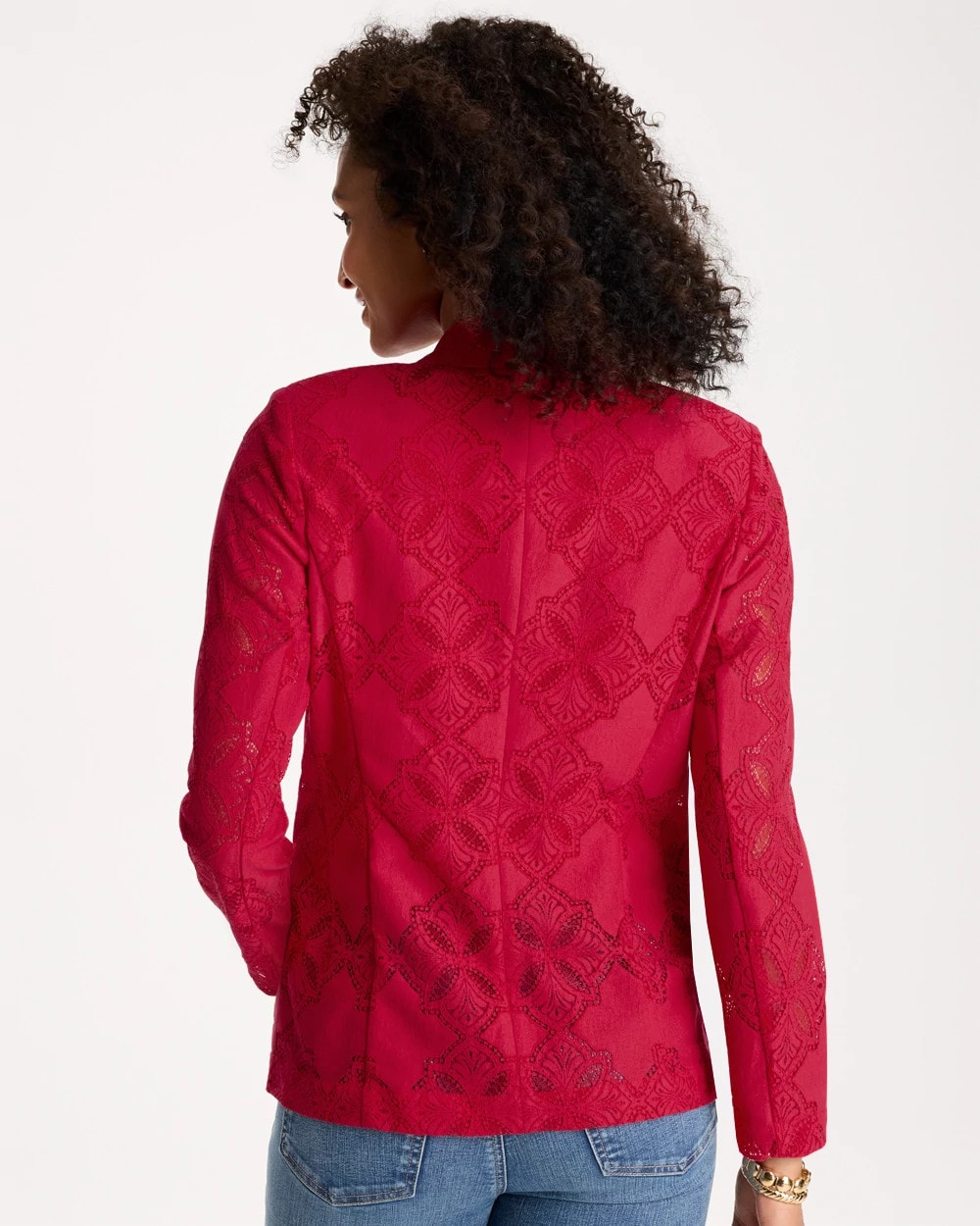 Lace Cutwork Blazer Cherry Lush - Chico's