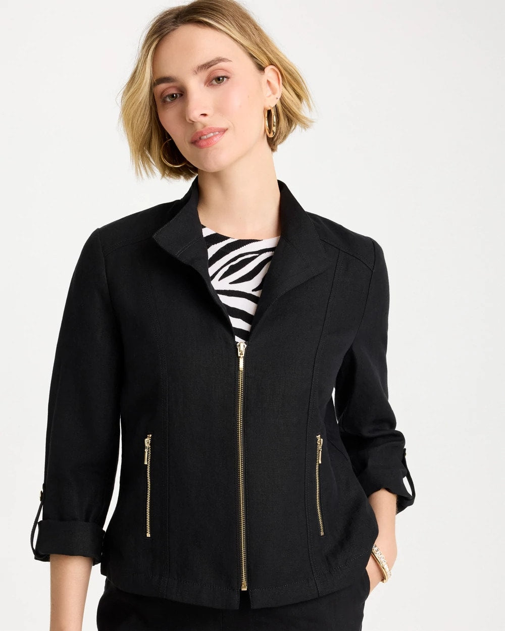 Linen Moto Jacket Black - Chico's