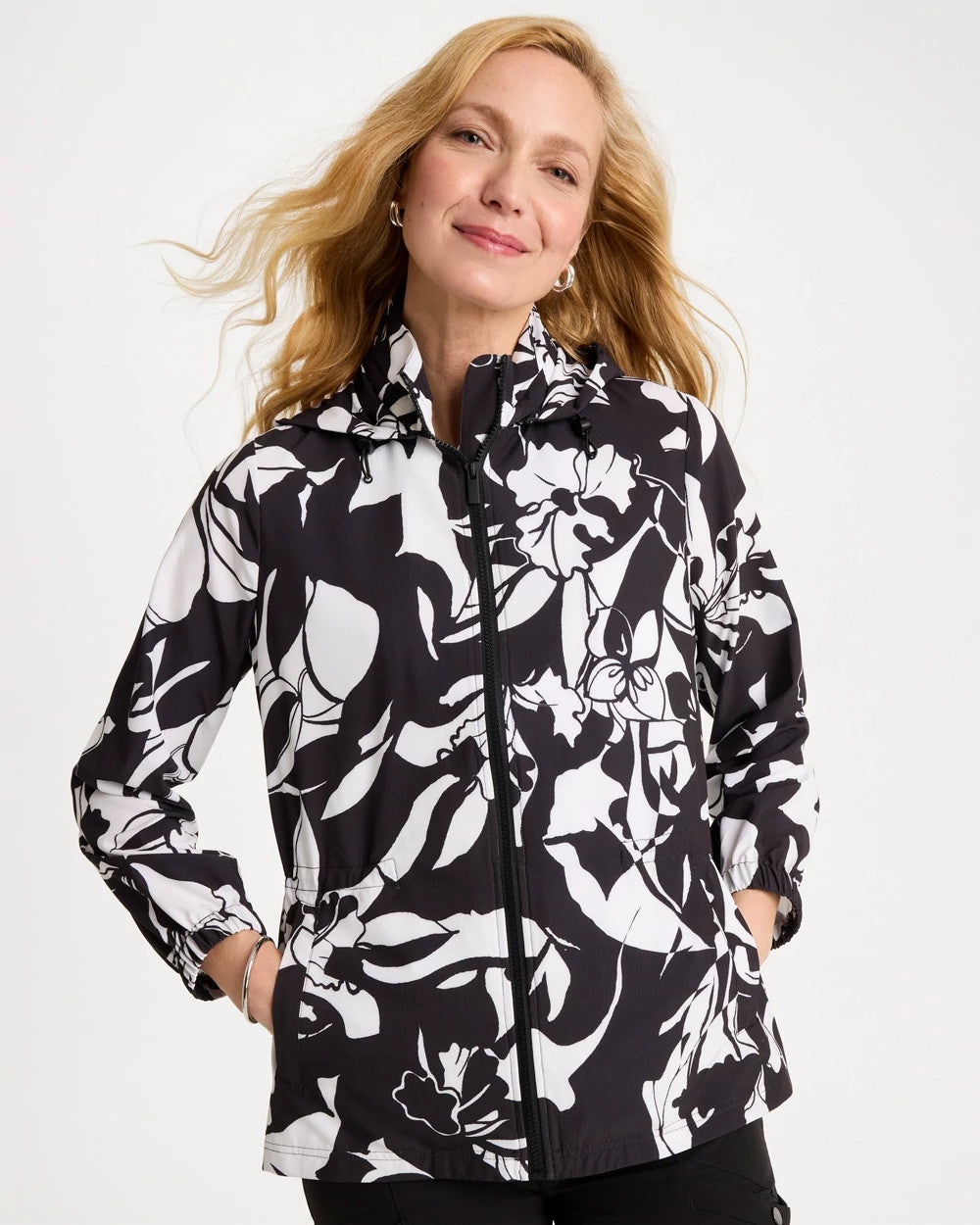 Zenergy® Ripstop Floral Nights Anorak Jacket Black - Chico's