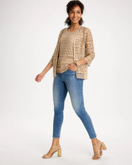 Travelers™ Metallic Crochet Cardigan Gold - Chico's