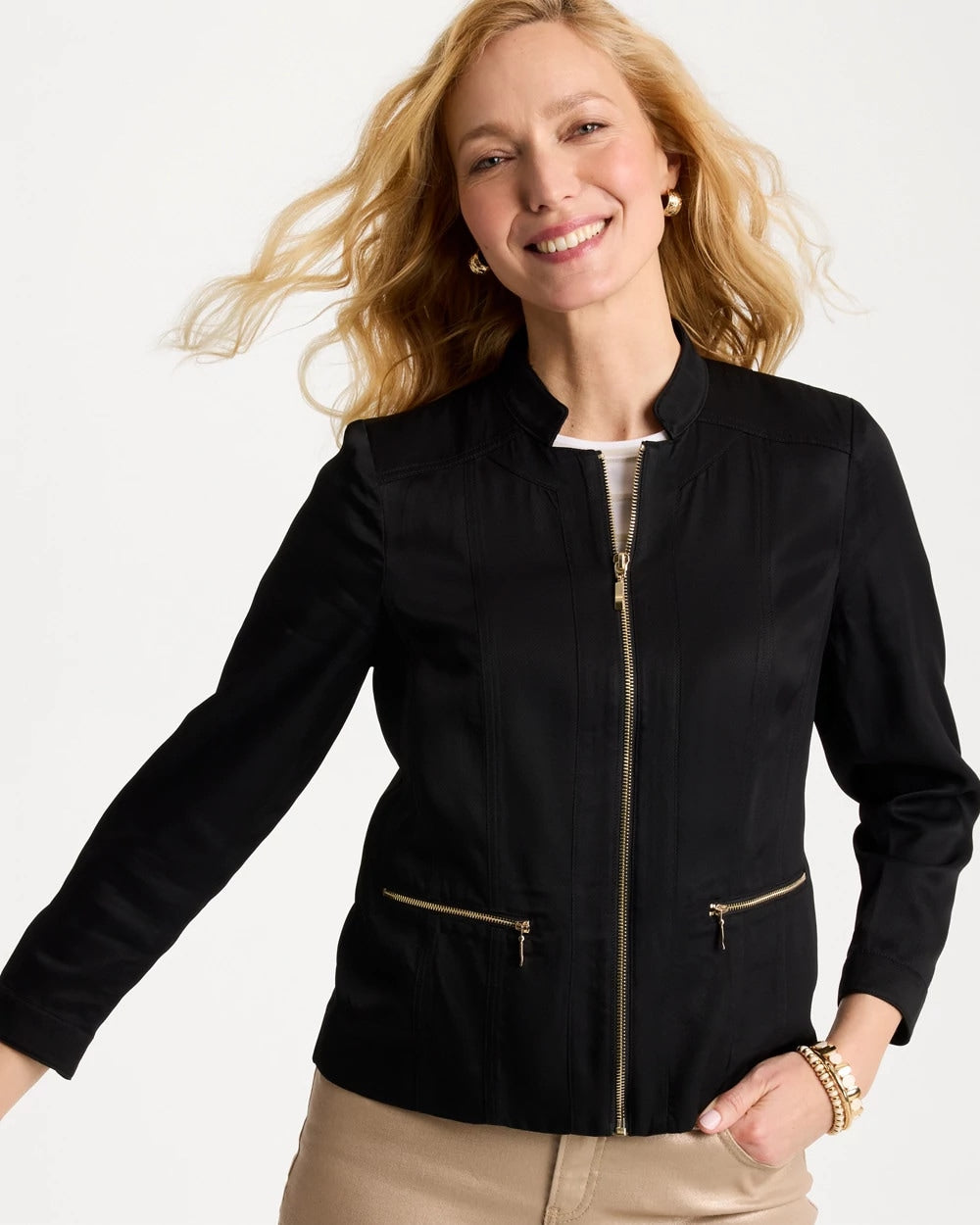 Textured Shine Jacket Black - Chico's