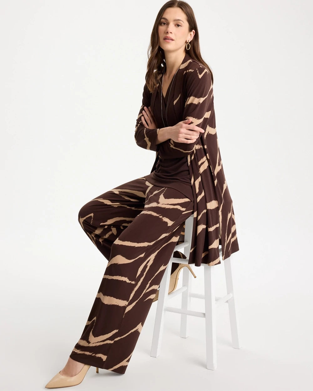 Travelers™ Knit Animal Print Duster Cardigan Cocoa Bean - Chico's
