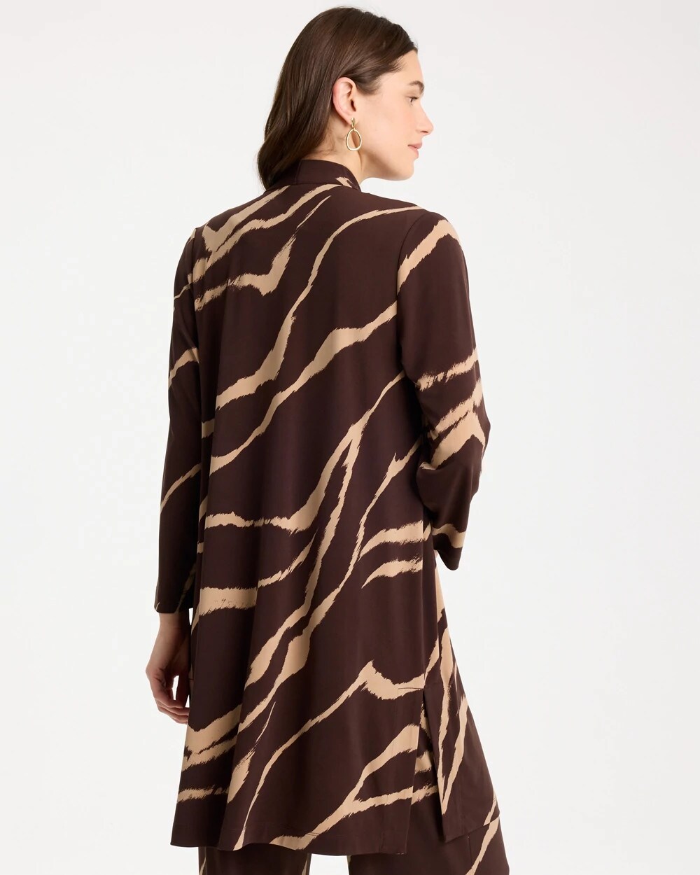 Travelers™ Knit Animal Print Duster Cardigan Cocoa Bean - Chico's