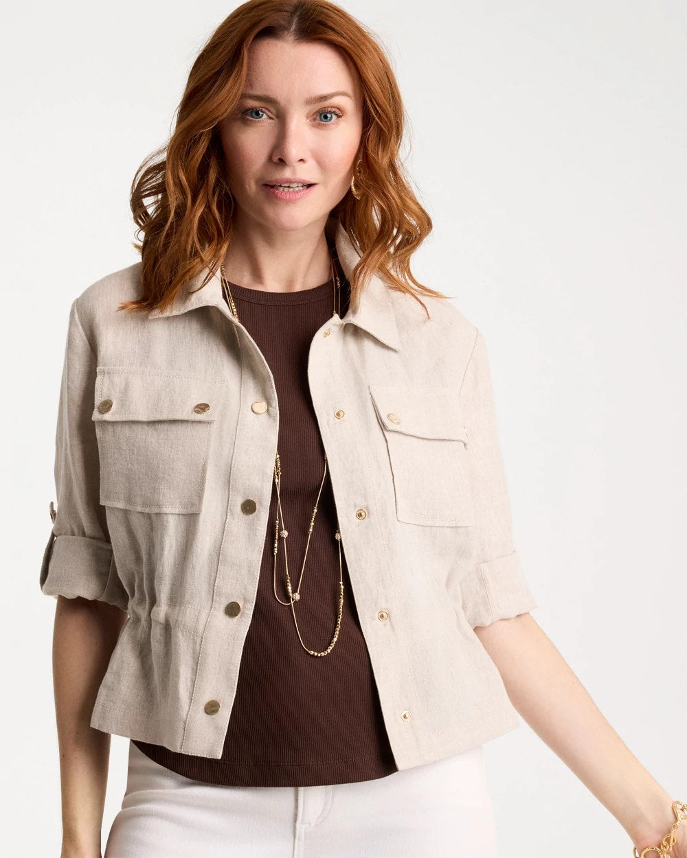Linen Cargo Jacket Oatmeal - Chico's