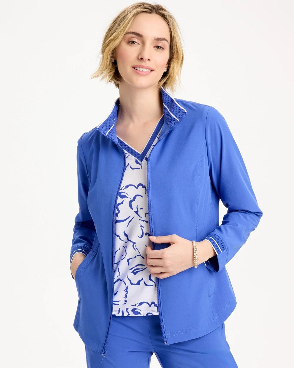 Zenergy® UPF Mesh Trim Jacket Amparo Blue - Chico's