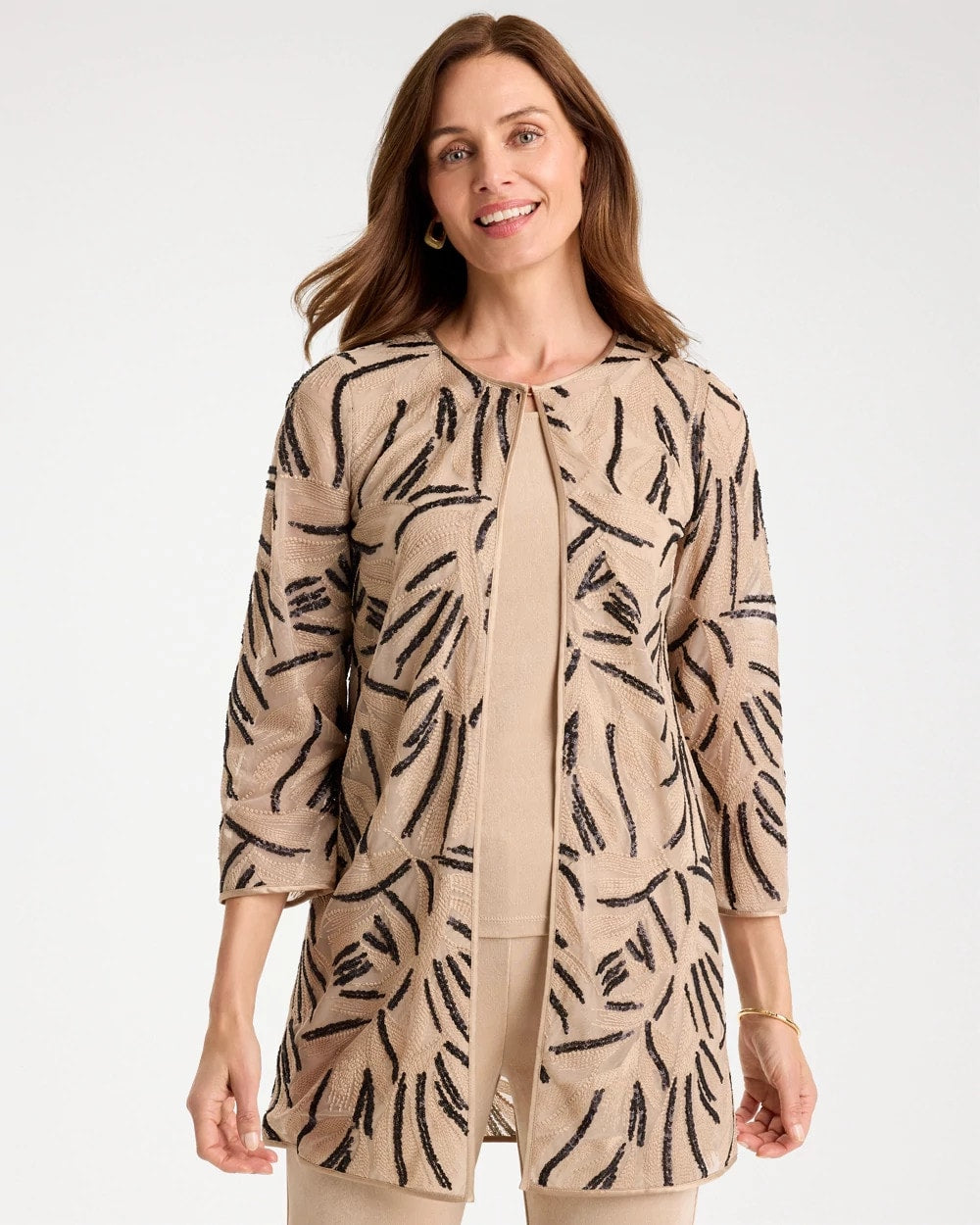 Travelers™ Collection Embroidered Sequins Jacket New Sonora Sand - Chico's
