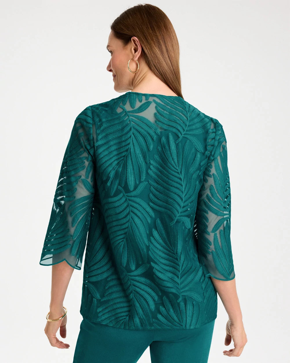 Travelers™ Collection Palm Frond Sheer Jacket Jade Glow - Chico's