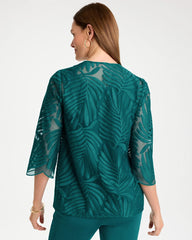 Travelers™ Collection Palm Frond Sheer Jacket Jade Glow - Chico's