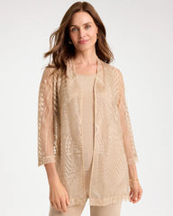 Travelers™ Sheer Embroidered Cardigan New Sonora Sand - Chico's