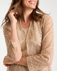 Travelers™ Sheer Embroidered Cardigan New Sonora Sand - Chico's