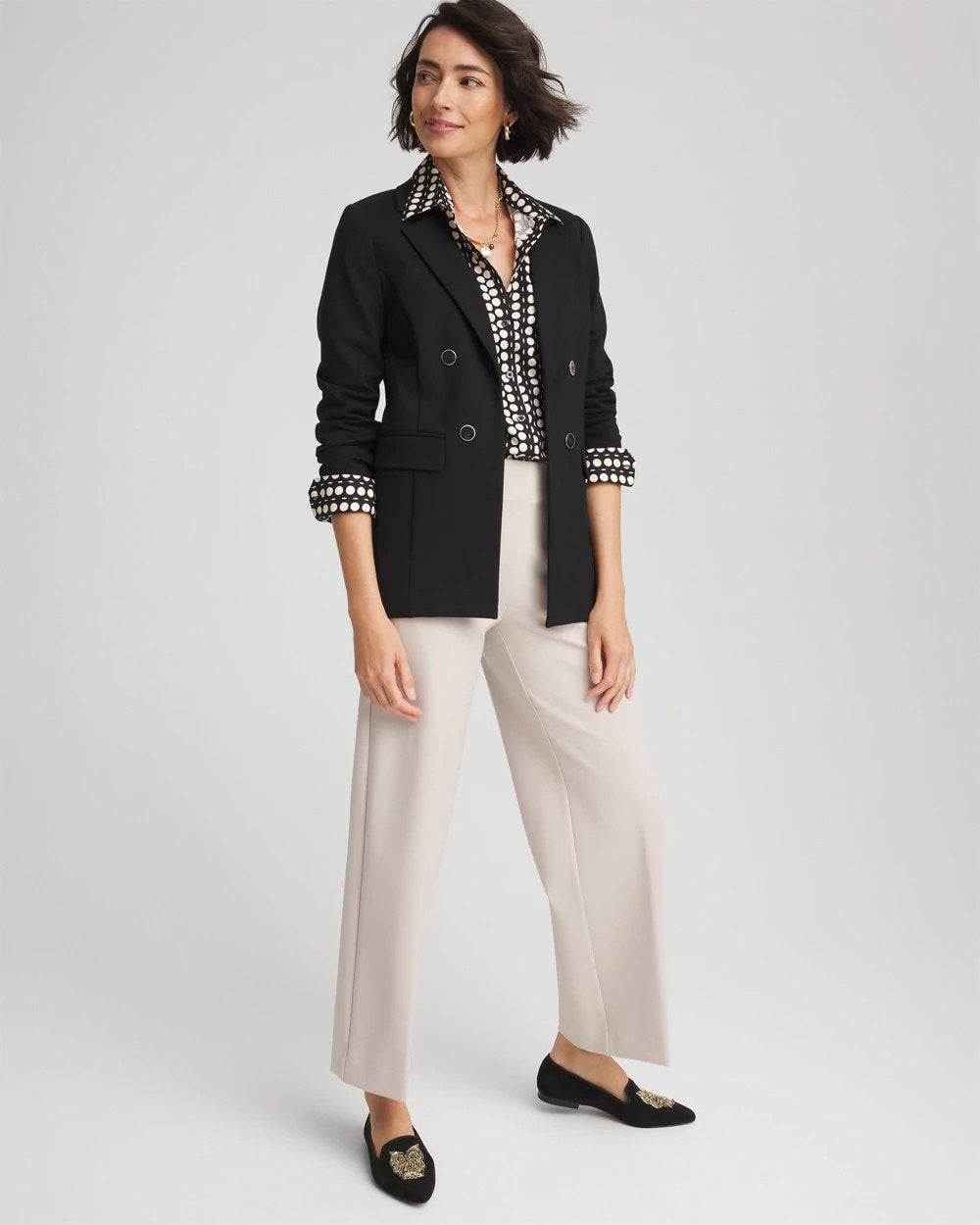 Ponte Double-Breasted Knit Blazer Black - Chico's