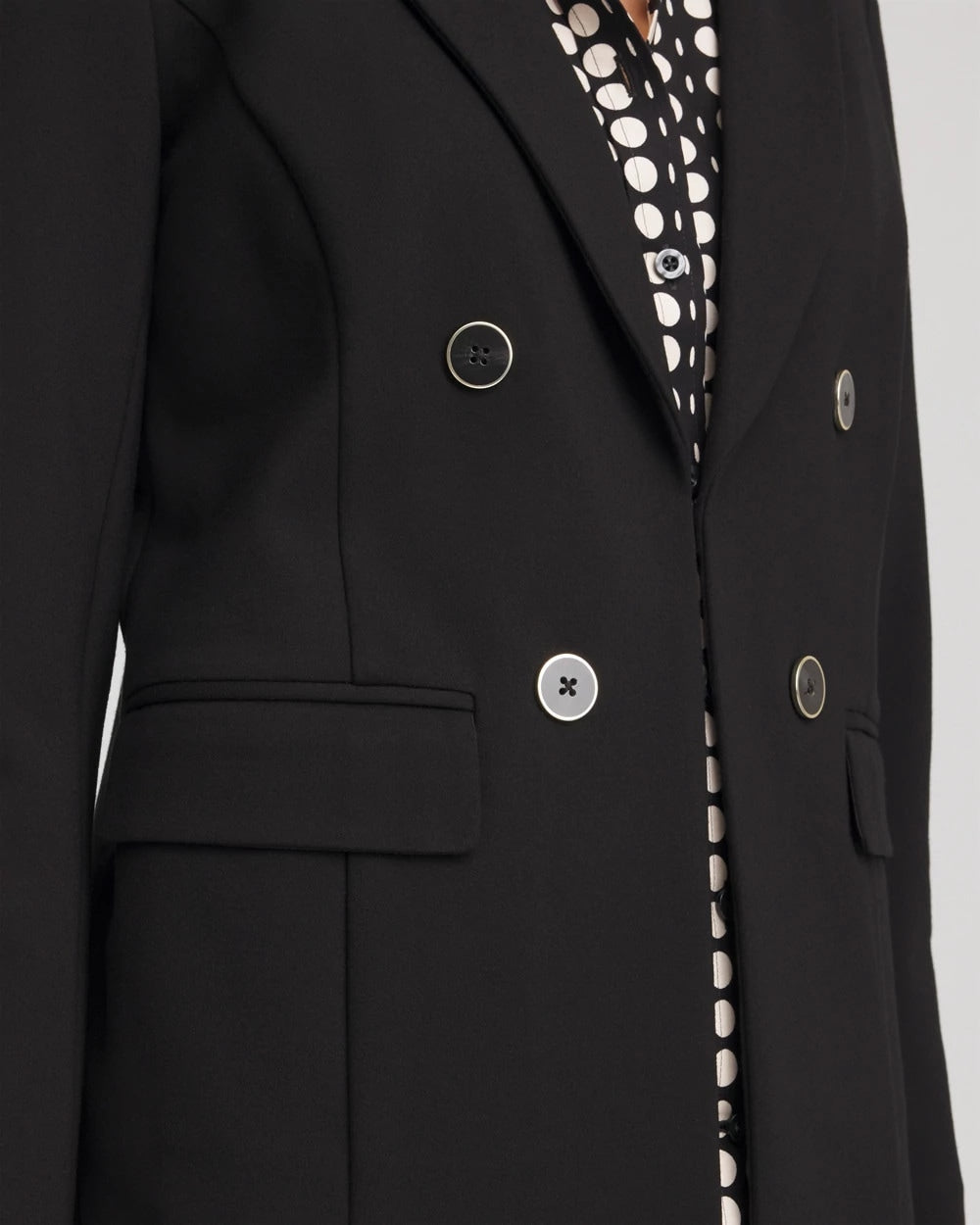 Ponte Double-Breasted Knit Blazer Black - Chico's