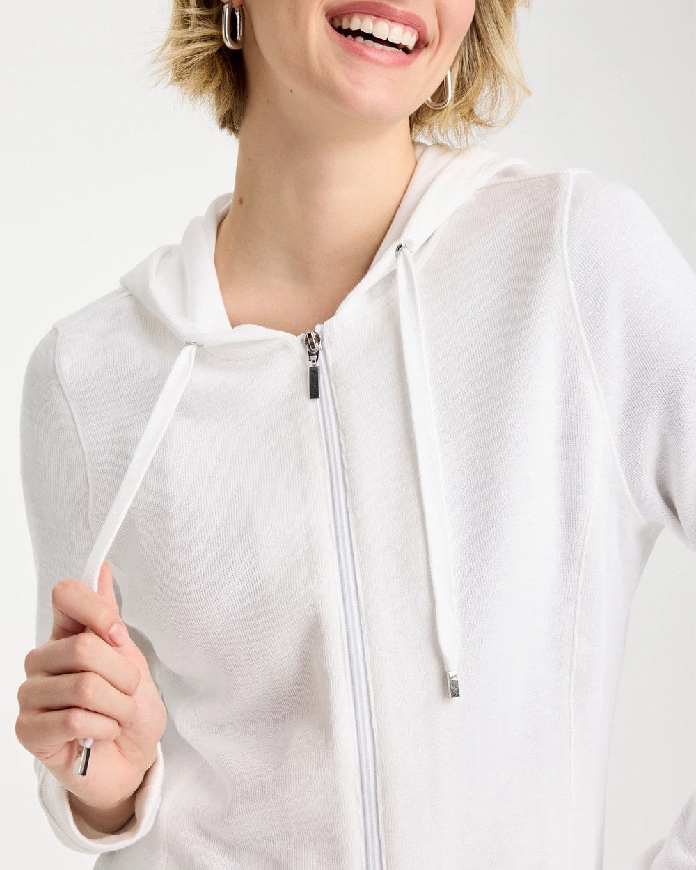 Zenergy® Beach Slub Zip-Front Hoodie Alabaster - Chico's
