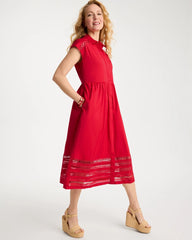 Lace Trim Midi Shirtdress Cherry Lush - Chico's