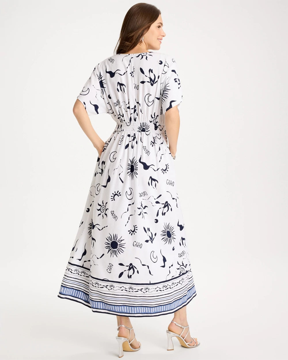 Slub Flutter-Sleeve Vacation Dress Passport Blue - Chico's