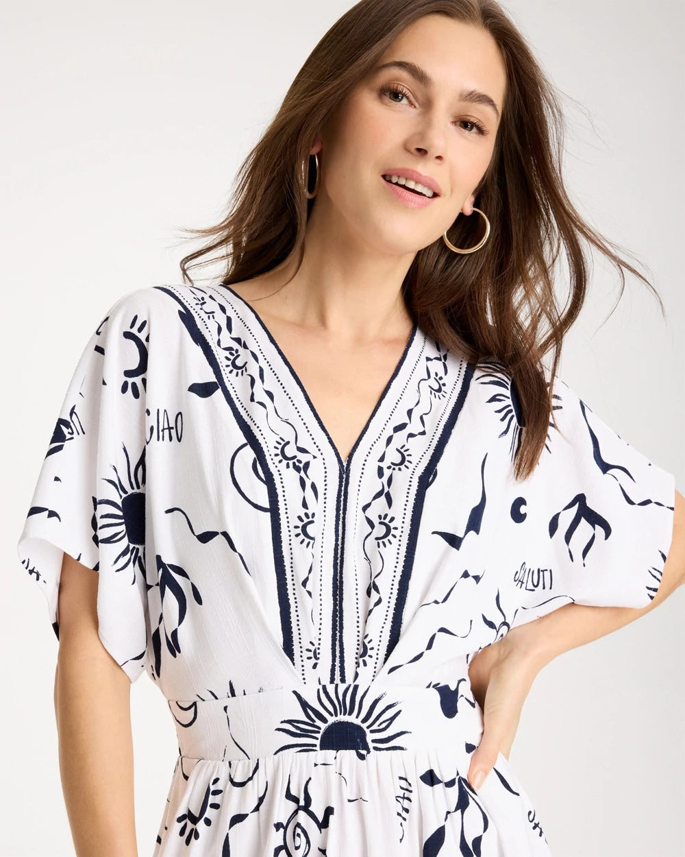 Slub Flutter-Sleeve Vacation Dress Passport Blue - Chico's