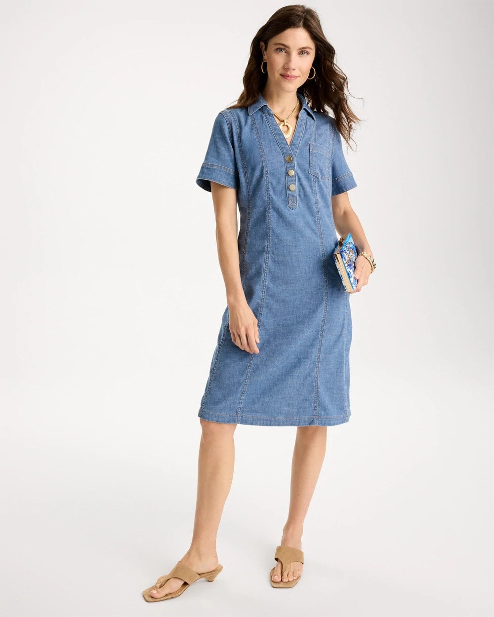 Soft-Stretch Hemp Denim Shirtdress Palm Isle Indigo - Chico's