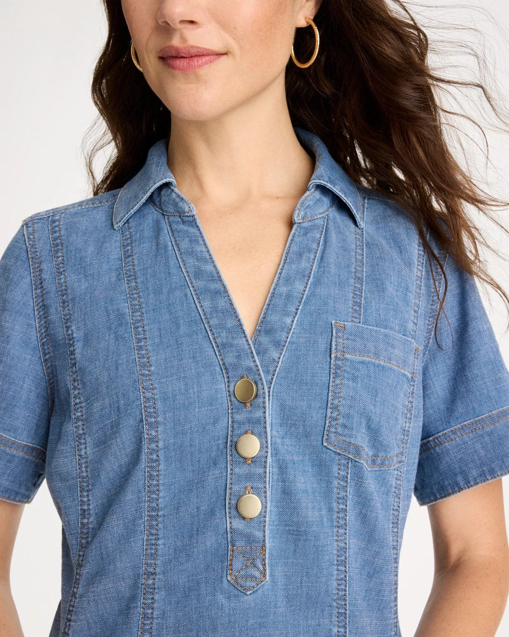 Soft-Stretch Hemp Denim Shirtdress Palm Isle Indigo - Chico's