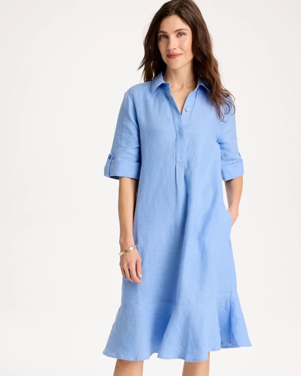 Linen Flounce Dress Blue Veil - Chico's