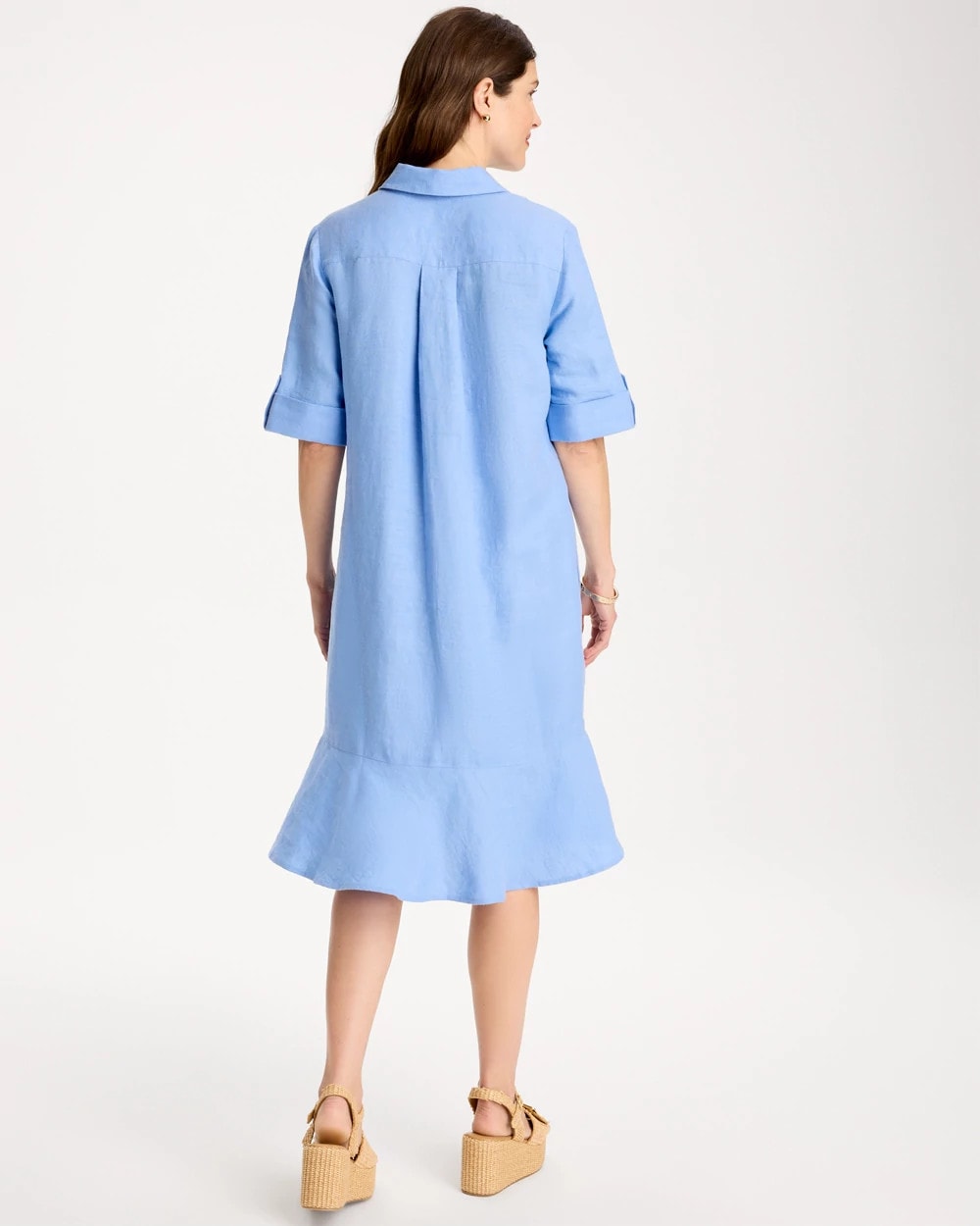 Linen Flounce Dress Blue Veil - Chico's