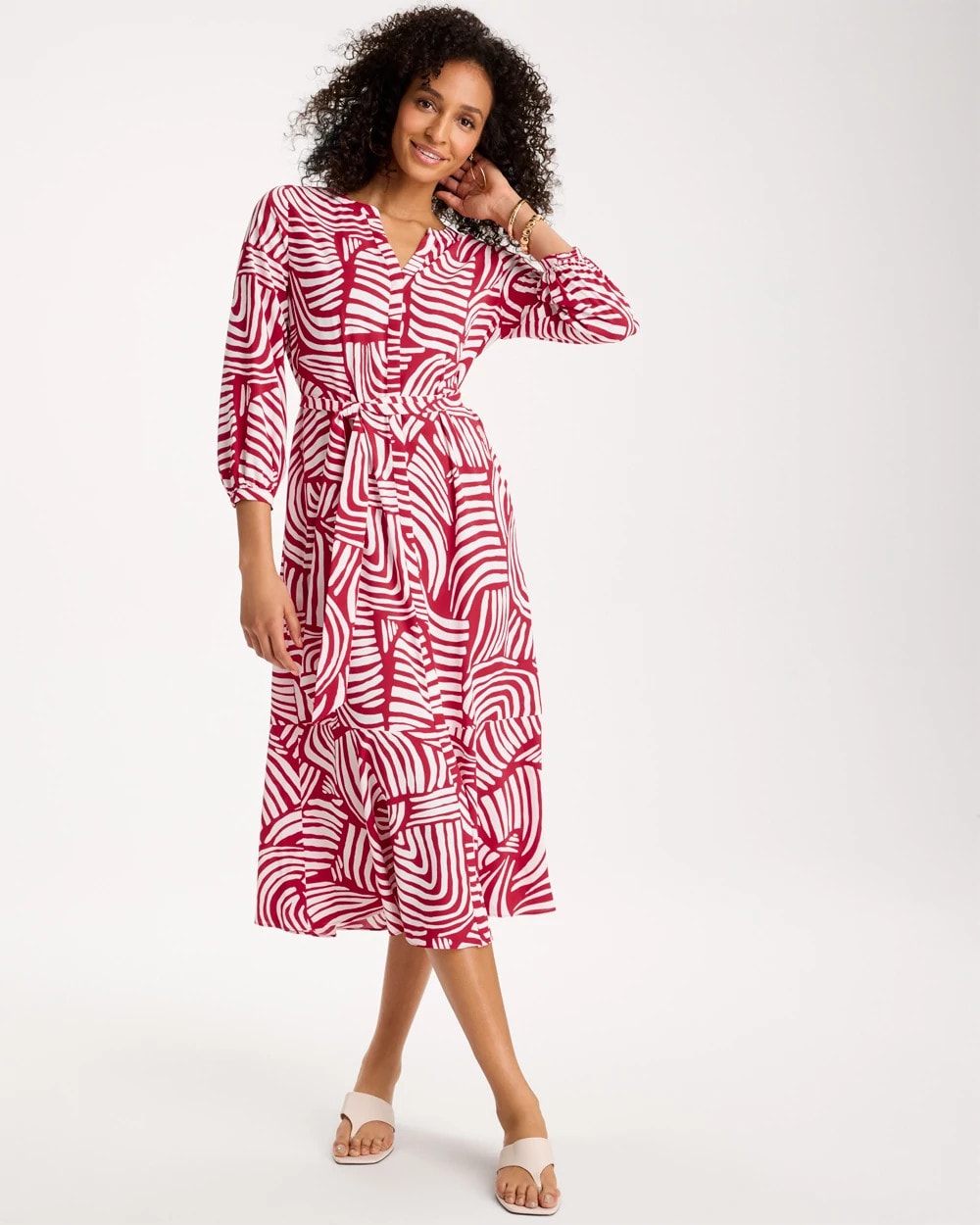 Printed Midi Shirt Dress Cherry Lush - Chico's