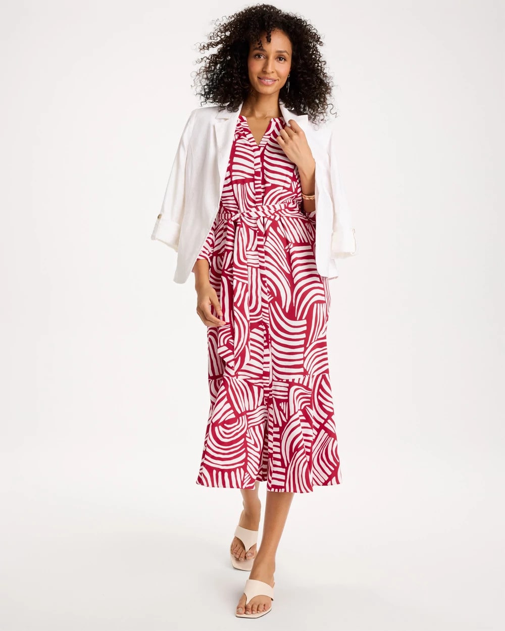 Printed Midi Shirt Dress Cherry Lush - Chico's