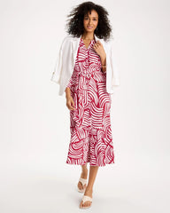 Printed Midi Shirt Dress Cherry Lush - Chico's