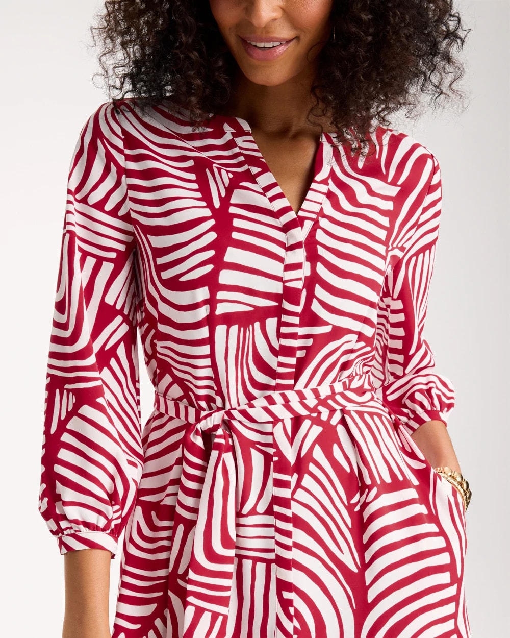 Printed Midi Shirt Dress Cherry Lush - Chico's