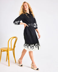 Cotton Lace Trim Shirtdress Black - Chico's