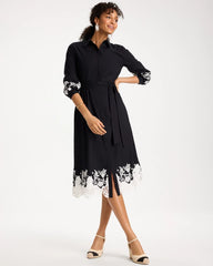 Cotton Lace Trim Shirtdress Black - Chico's
