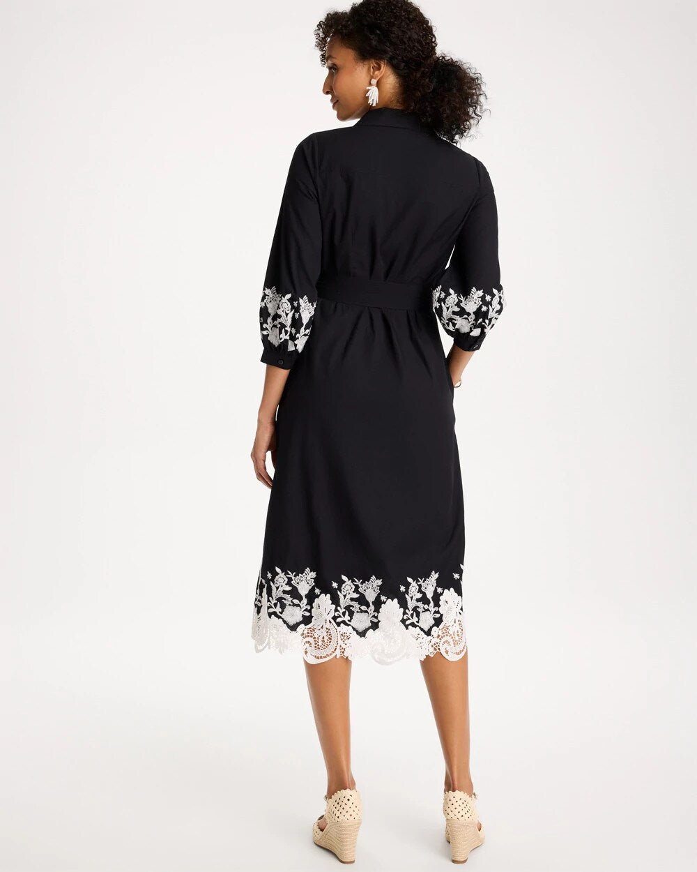 Cotton Lace Trim Shirtdress Black - Chico's