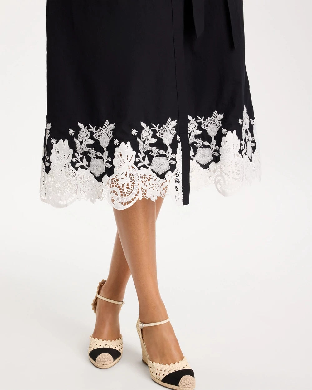 Cotton Lace Trim Shirtdress Black - Chico's