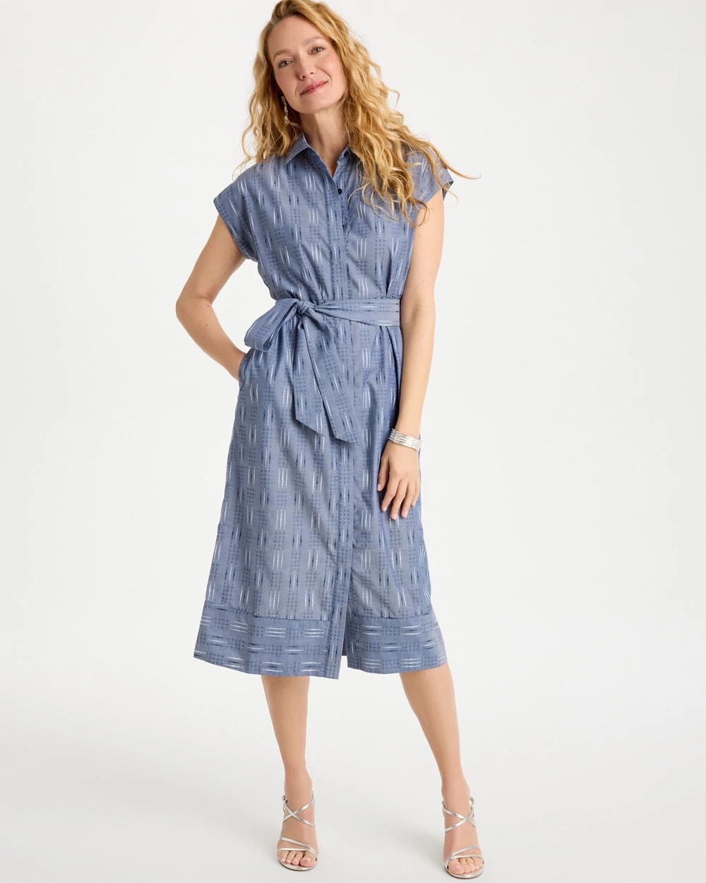 Clip Jacquard Denim Shirtdress Blue - Chico's