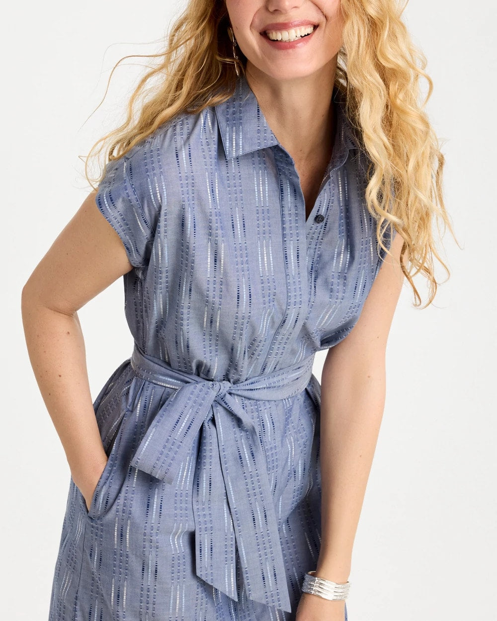 Clip Jacquard Denim Shirtdress Blue - Chico's