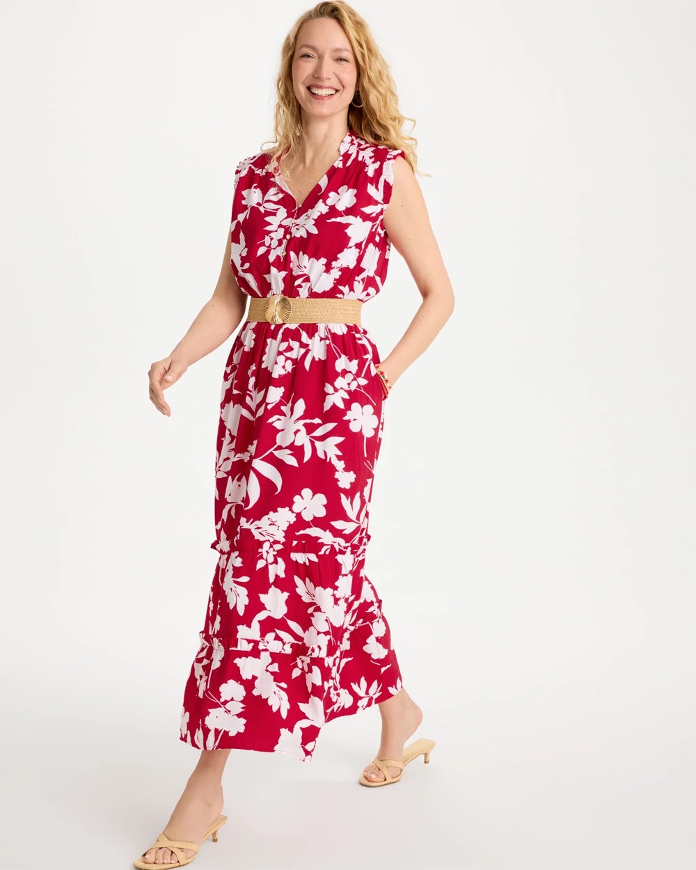 Smocked Floral Maxi Dress Cherry Lush - Chico's