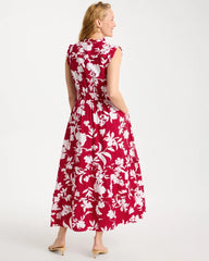 Smocked Floral Maxi Dress Cherry Lush - Chico's