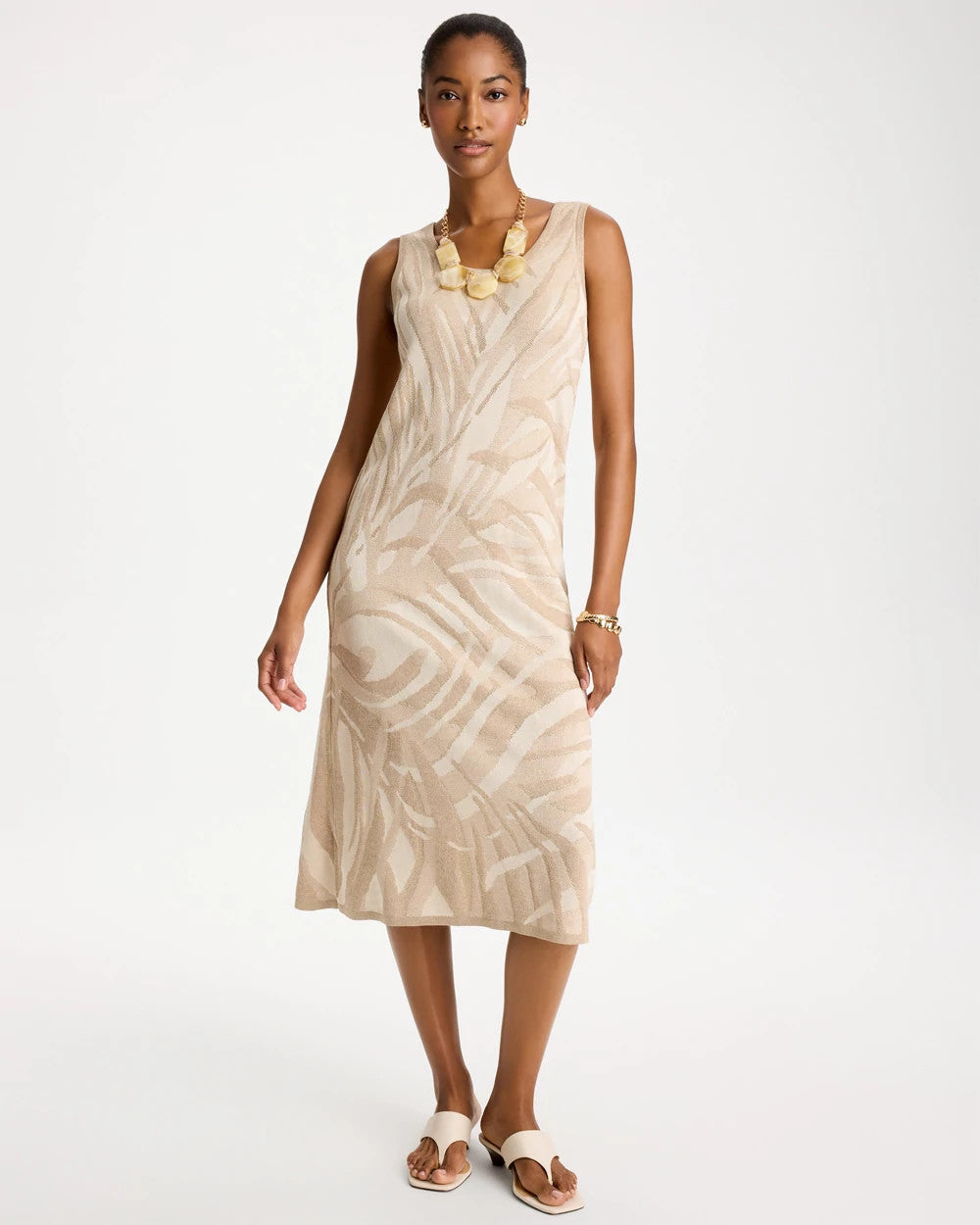 Knit Printed Sweater Dress Gold - Chico's