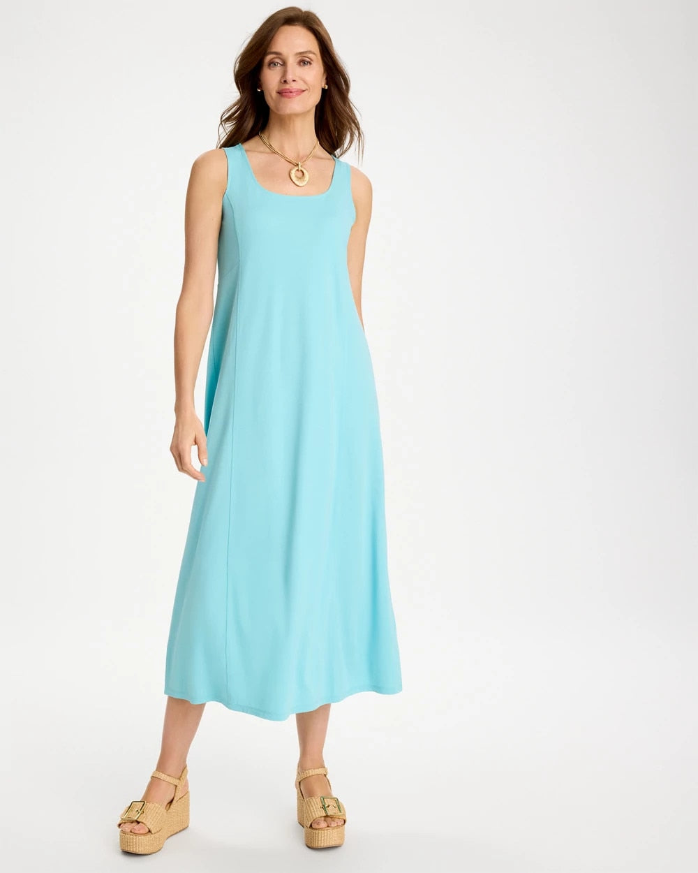 Ponte Seamed Maxi Dress Bondi Blue - Chico's