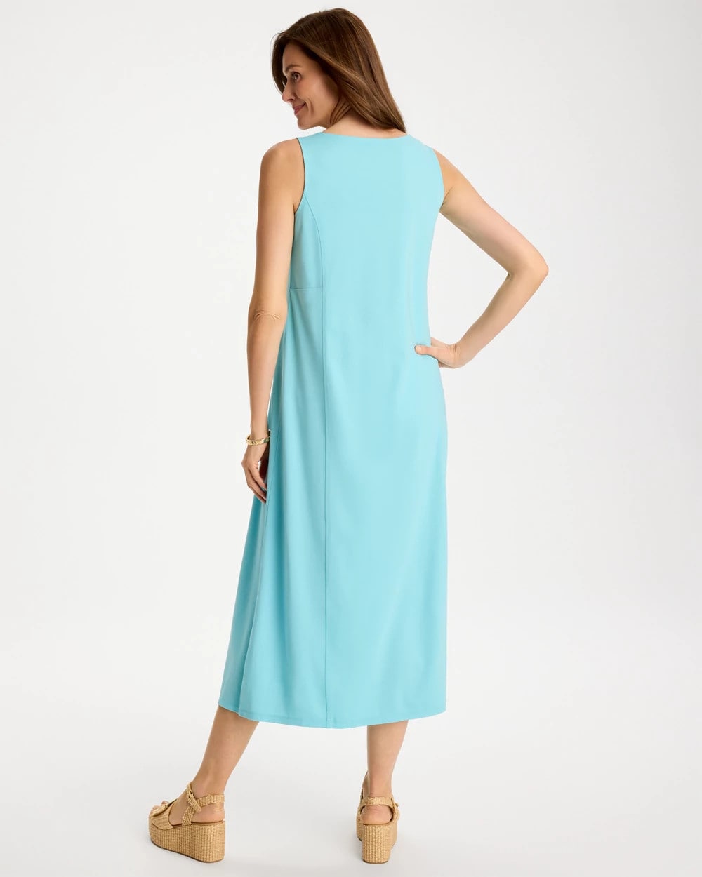 Ponte Seamed Maxi Dress Bondi Blue - Chico's