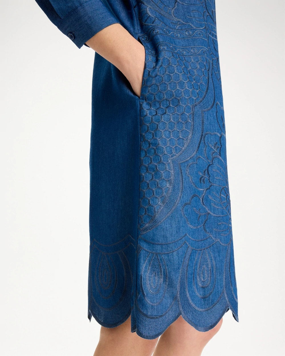 Denim Embroidered Dress Indigo - Chico's