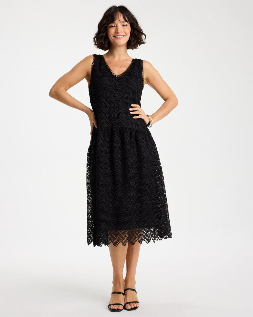 Embroidered Lace Sleeveless Dress Black - Chico's