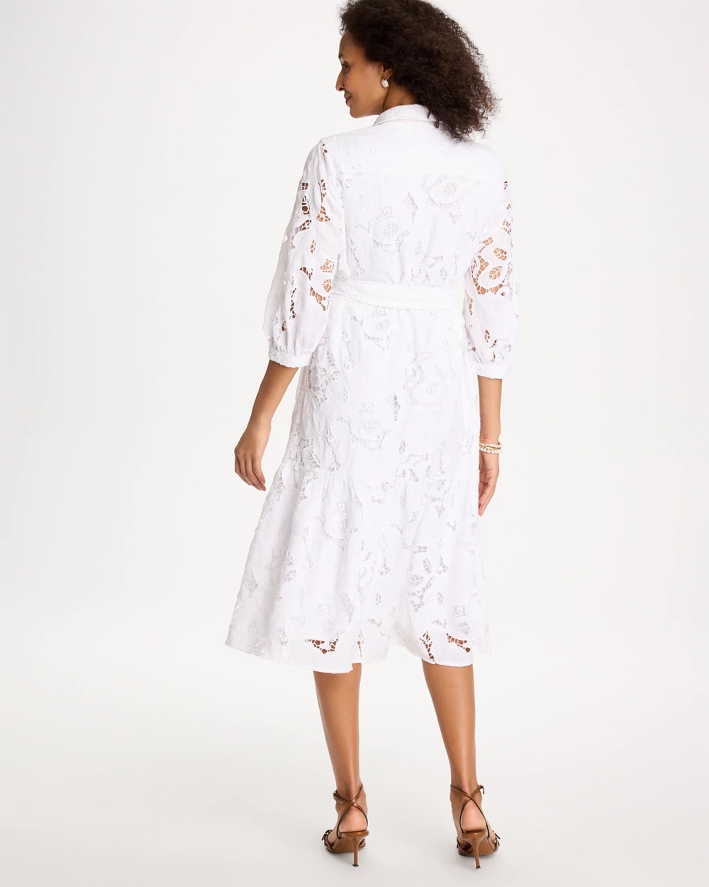 Lace Cutout Belted Shirtdress Alabaster - Chico's