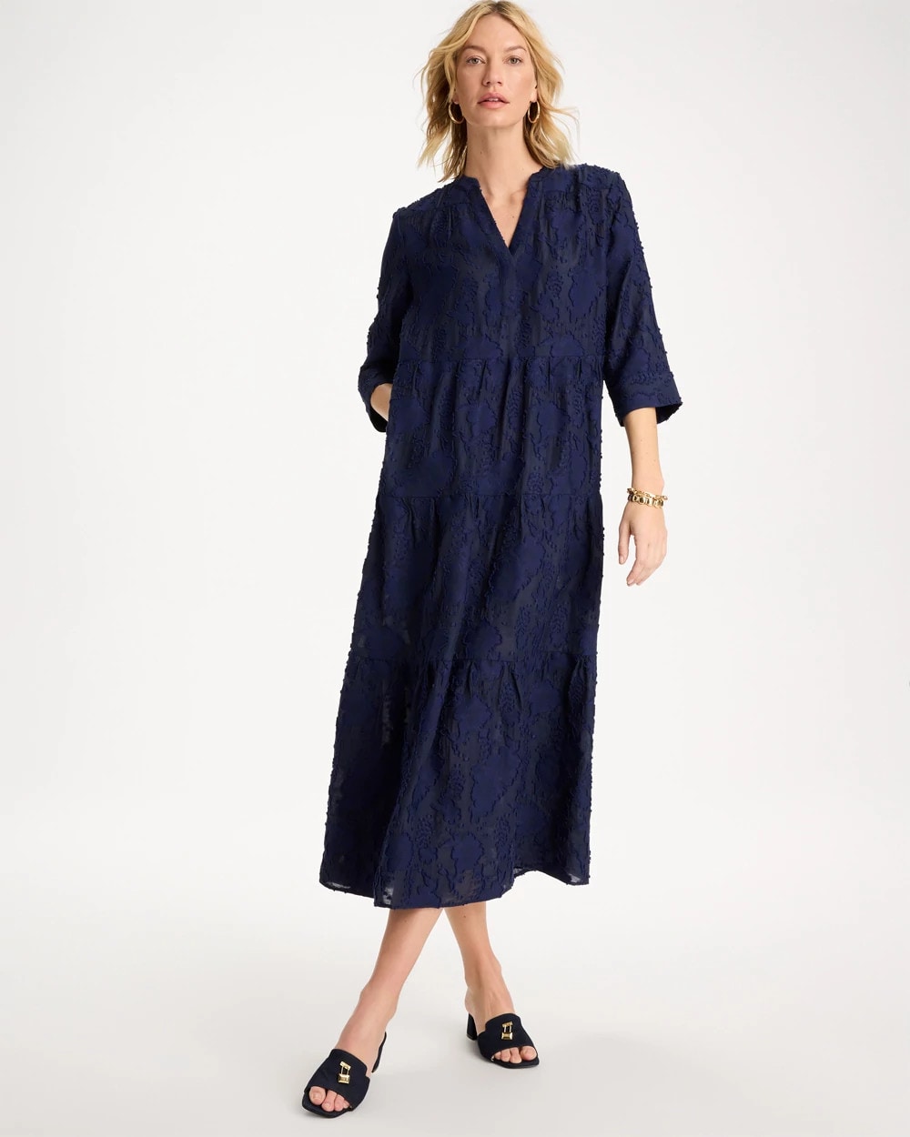 Tiered Lace Dress Passport Blue - Chico's