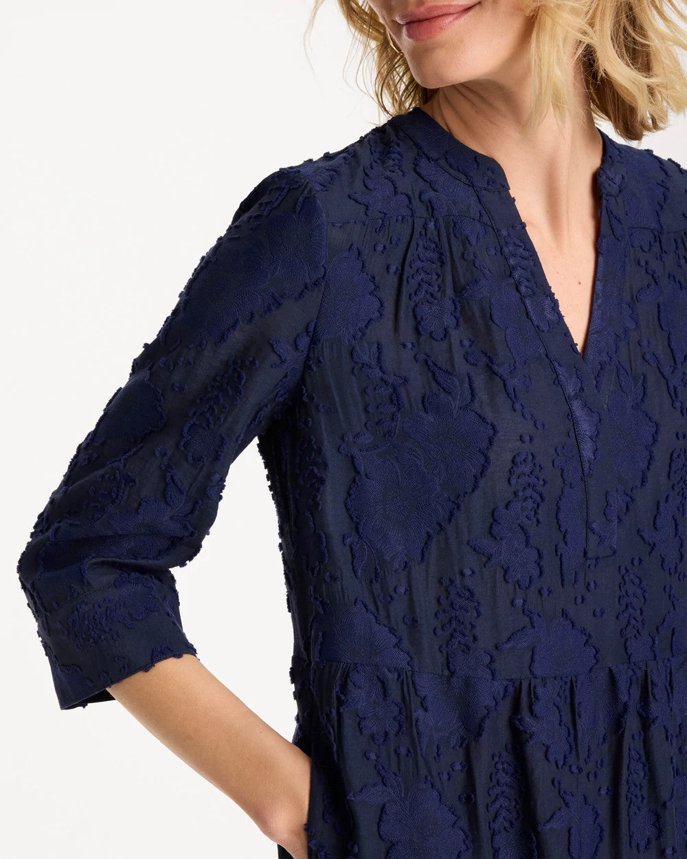 Tiered Lace Dress Passport Blue - Chico's