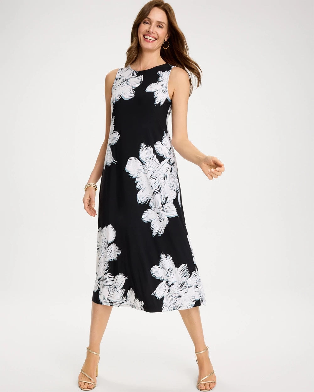 Travelers™ Knit Abstract Floral Swing Dress Black - Chico's