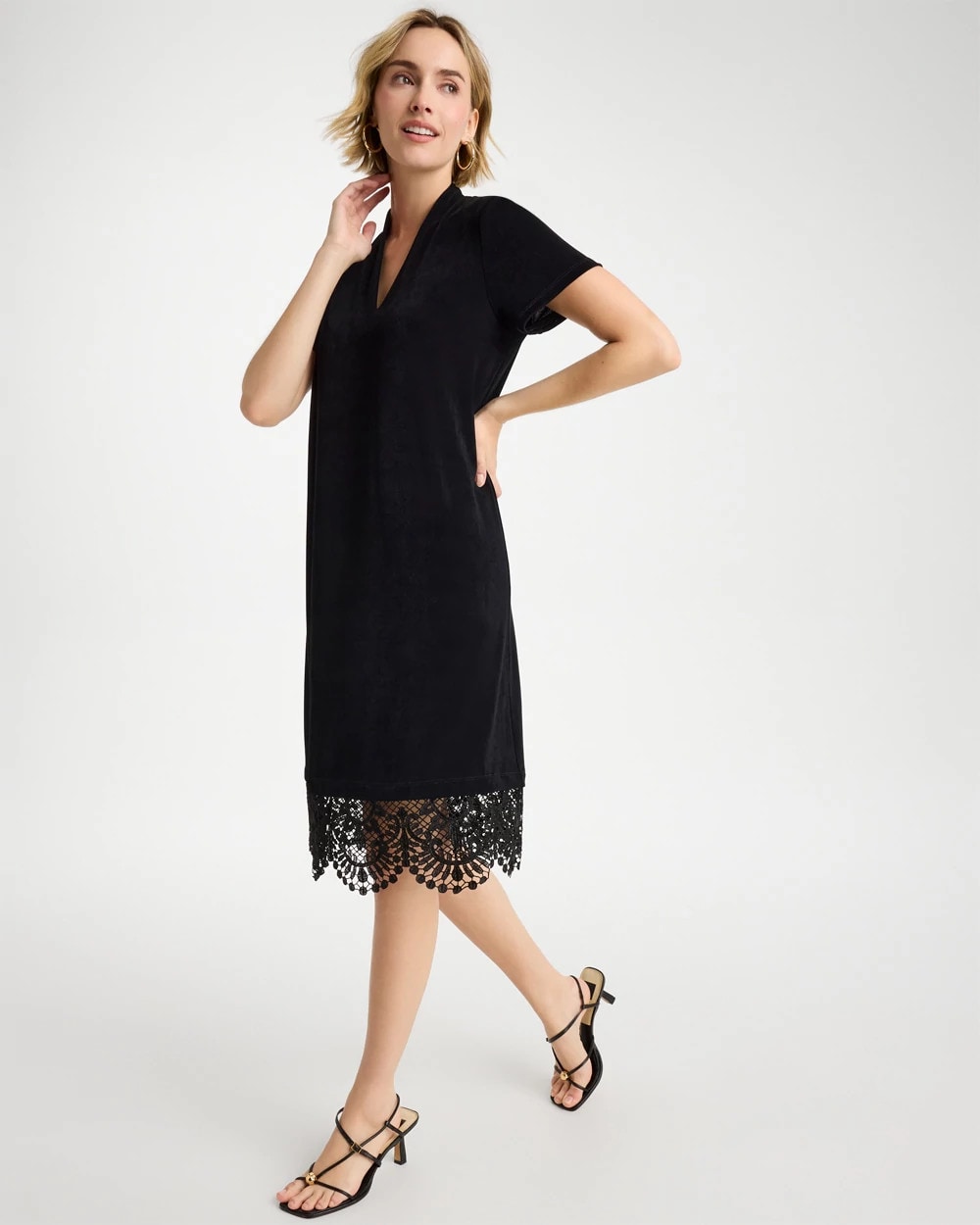Travelers™ Lace Hem V-Neck Dress Travelers Black - Chico's
