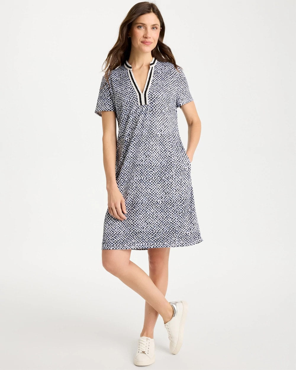 Zenergy® UPF Crochet Contrast Trim Dress Blue Muse - Chico's