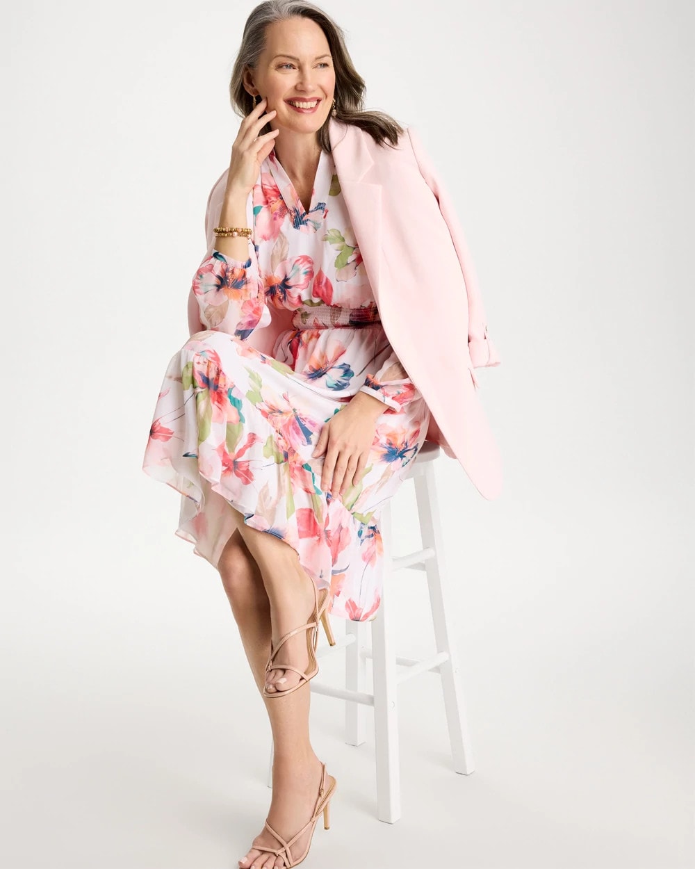 Georgette Trapunto Pullover Dress Calypso Coral - Chico's