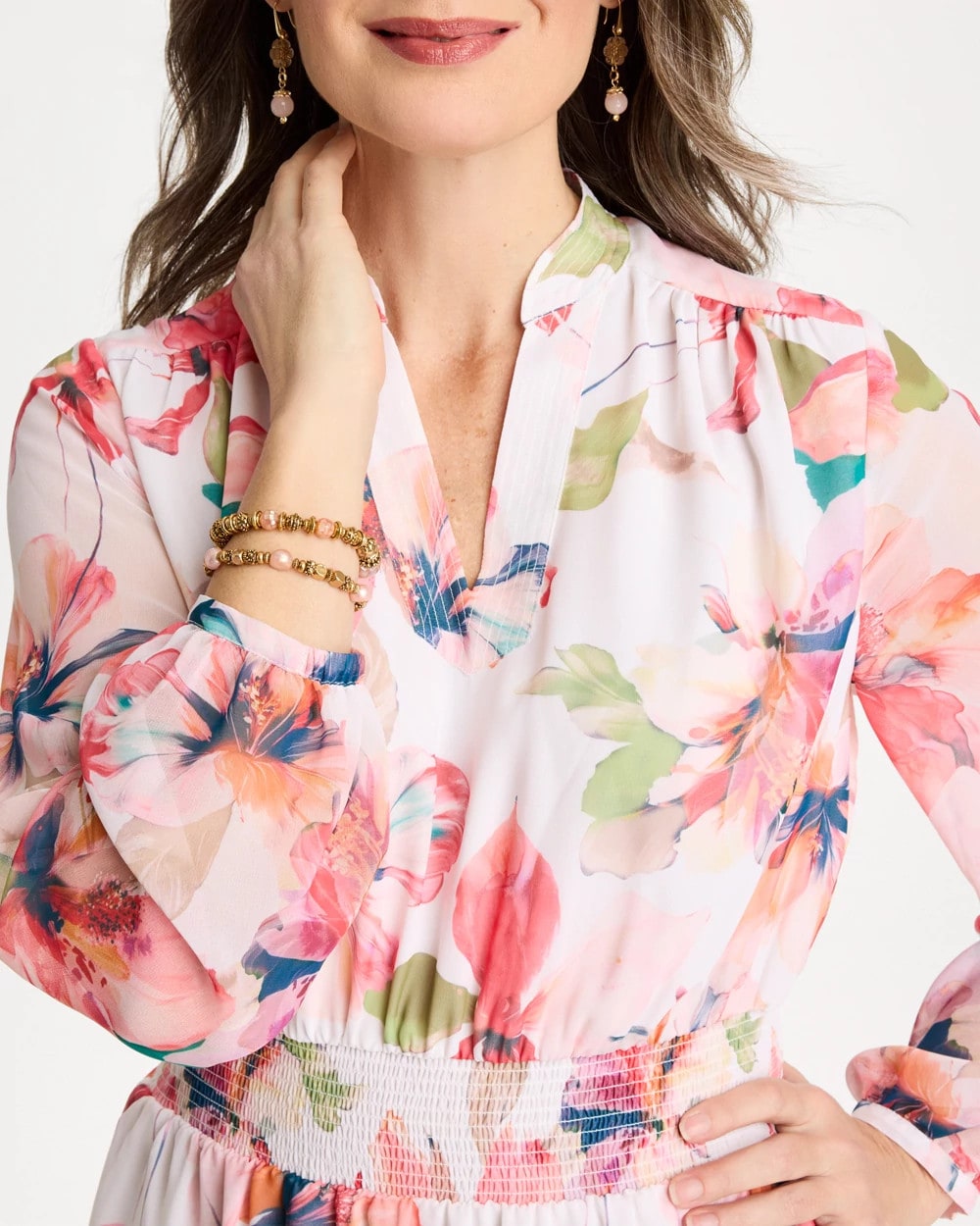 Georgette Trapunto Pullover Dress Calypso Coral - Chico's